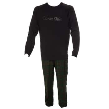 Calvin Klein Holiday PJ Flannel LS Pant Set Sort/Grøn bomuld X-Large Herre