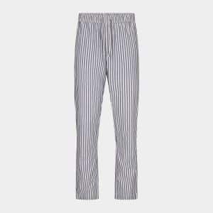 Hvide bambus pyjamasbukser med brede grå striber fra JBS of Denmark, M