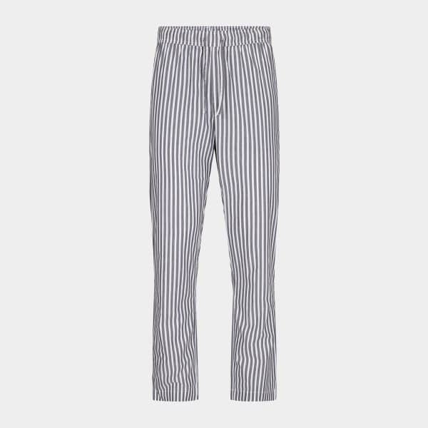 Hvide bambus pyjamasbukser med brede grå striber fra JBS of Denmark, M