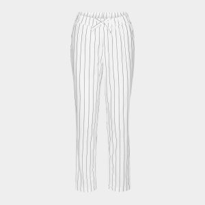 Hvide bambus pyjamasbukser med smalle grå striber fra JBS of Denmark, L