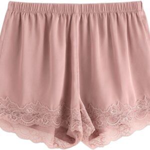 Mjuka Pyjamasshorts i Satin med spe
