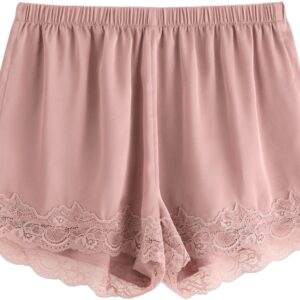 Mjuka Pyjamasshorts i Satin med spe