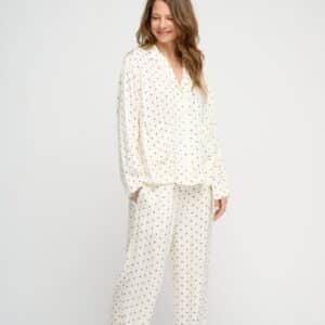 Moon silky natbukser - ecru/black dots